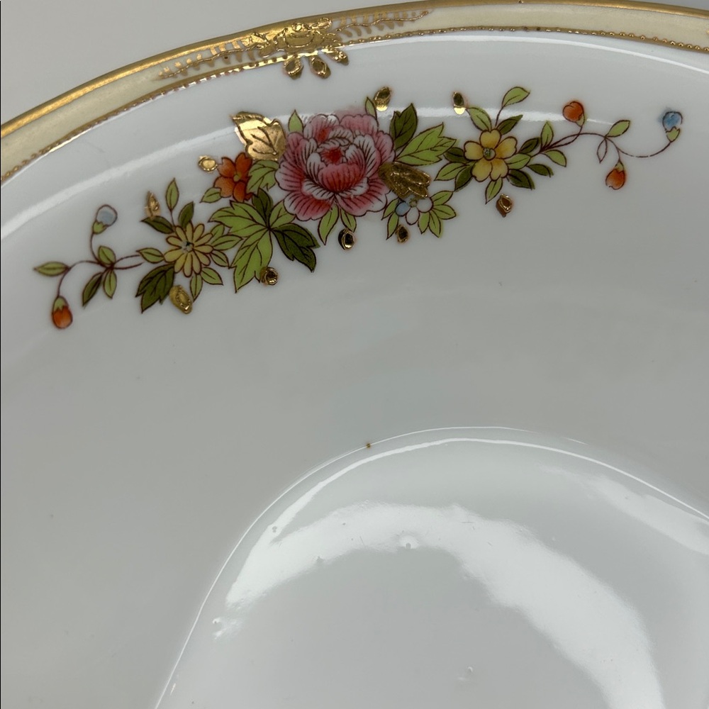 Nippon‎ Hand Painted Floral Gold Gilt Four Footed Oval Serving Bowl Vintage - Picture 3 of 9